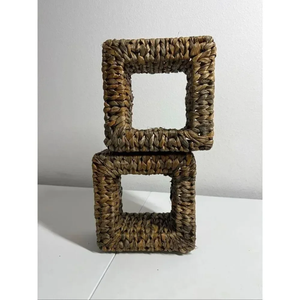 Set of 2 Natural Boho Wicker Rattan Wall Shelf Padma’s Plantation Furniture